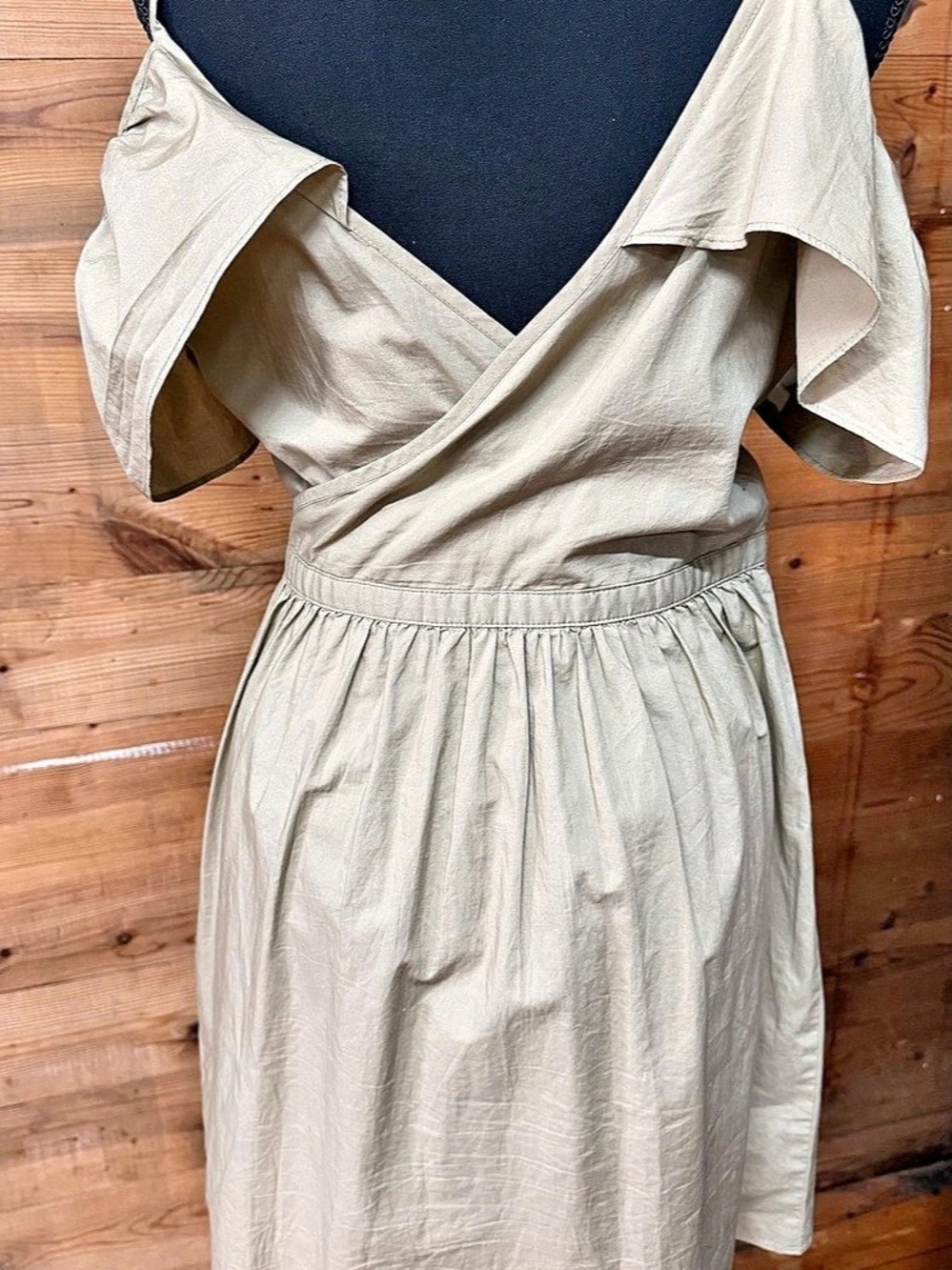 Madewell Cold Shoulder Faux Wrap Mini Dress Beige Size 4